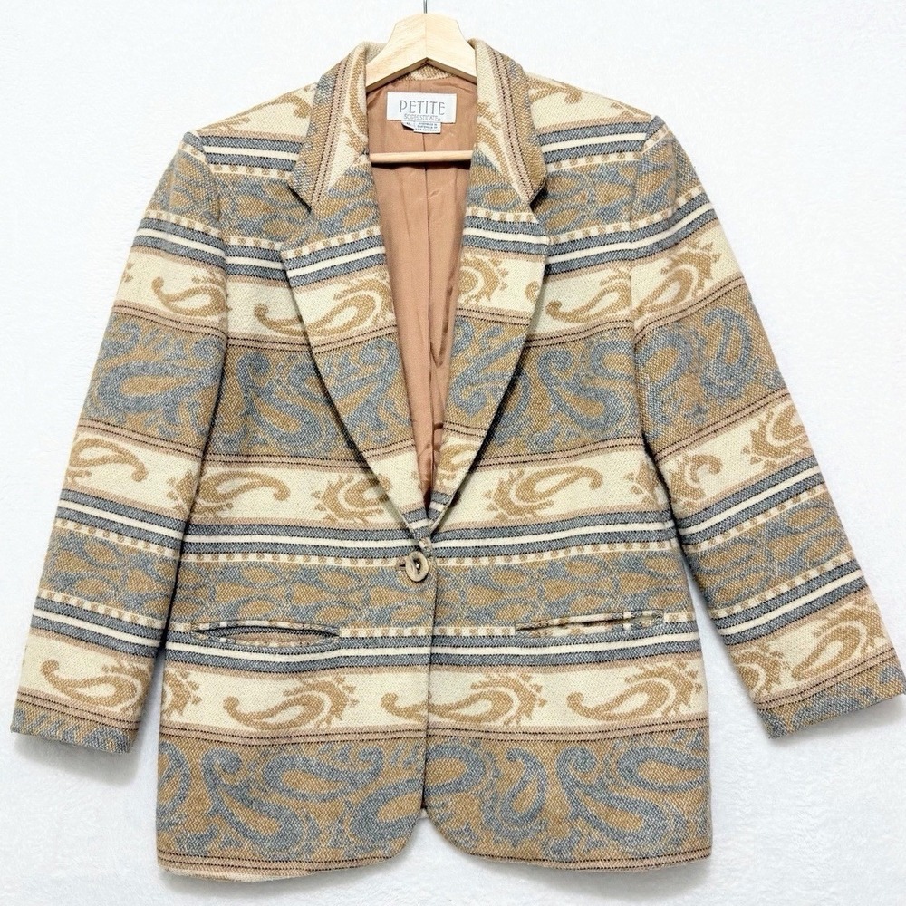Petite‎ Sophisticate Southwestern Tapestry Pattern Blazer Jacket Sz 8 Medium - Picture 2 of 9